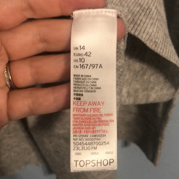 TOPSHOP Women’s Size 10 Thin Soft Grey Long Sleeve Sweater Top - Picture 5 of 10